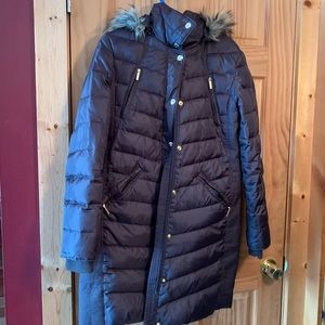 Michael by Michael Kors hooded with faux fur long jacket